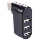 180 Degree Rotation USB Head 3 Ports USB 2.0 Portable HUB(Black) - 1