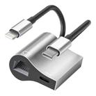 NK-1054Pro 2 in 1 8 Pin + USB-C / Type-C Male to 8 Pin Charging + Ethernet Female Adapter - 1
