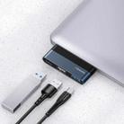 USAMS US-SJ490 USB-C / Type-C Male to 2 x USB + PD Female HUB Mini Converter (Dark Gray) - 1