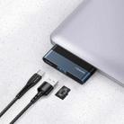 USAMS US-SJ491 USB-C / Type-C Male to USB 3.0 + TF Card + PD Ports HUB Mini Converter(Dark Gray) - 1