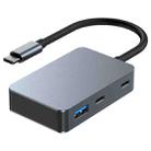 BYL-2316 5 in 1 USB-C / Type-C to USB3.0 & Type-C Multifunctional Docking Station HUB Adapter (Dark Grey) - 1