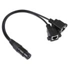 3-pin XLR Female to 2 x RJ45 Female Ethernet LAN Network Extension Cable, Cable Length: 30cm(Black) - 1