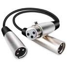 30cm Metal Head 3 Pin XLR CANNON 1 Female to 2 Male Audio Connector Adapter Cable for Microphone / Audio Equipment - 1