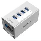 ORICO A3H4 Aluminum High Speed 4 Ports USB 3.0 HUB with 12V/2.5A Power Supply for Laptops(Silver) - 1
