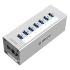ORICO A3H7 Aluminum High Speed 7 Ports USB 3.0 HUB with 12V/2.5A Power Supply for Laptops(Silver) - 1