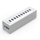 ORICO A3H10 Aluminum High Speed 10 Ports USB 3.0 HUB with Power Adapter for Laptops(Silver) - 1