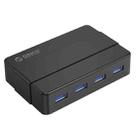 ORICO H4928-U3 ABS High Speed 4 Ports USB 3.0 HUB with 12V Power Adapter for Smartphones / Tablets(Black) - 1