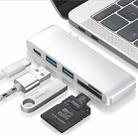 basix T5 5 in 1 USB-C / Type-C to 2 USB 3.0 + USB-C / Type-C Interfaces HUB Adapter with Micro SD / SD Card Slots (Silver) - 1
