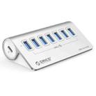 ORICO M3U7-G2 Aluminum Alloy 7-Port USB 3.2 Gen2 10Gbps HUB with 0.5m Cable (Silver) - 1