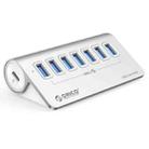 ORICO M3U7-G2 Aluminum Alloy 7-Port USB 3.2 Gen2 10Gbps HUB with 1m Cable (Silver) - 1