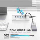 ORICO M3U7-G2 Aluminum Alloy 7-Port USB 3.2 Gen2 10Gbps HUB with 1m Cable (Silver) - 4