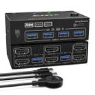 KC-KVM202AS 4K 60HZ USB3.0 HDMI Dual Display KVM Switcher Support EDID Analog Lock Screen - 1