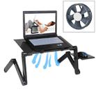 Portable 360 Degree Adjustable Foldable Aluminium Alloy Desk Stand with Cool Fans & Mouse Pad for Laptop / Notebook(Black) - 1