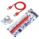 PCE164P-N06 VER008S USB 3.0 PCI-E Express 1x to 16x PCI-E Extender Riser Card Adapter 15 Pin SATA Power 6 Pin + 4 Pin Power Supply Port with 60cm USB Cable(Red) - 1