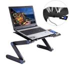 Portable 360 Degree Adjustable Foldable Aluminium Alloy Desk Stand with Double CPU Fans & Mouse Pad for Laptop / Notebook(Black) - 1