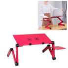 Portable 360 Degree Adjustable Foldable Aluminium Alloy Desk Stand with Double CPU Fans & Mouse Pad for Laptop / Notebook, Desk Size: 420mm x 260mm (Red) - 1