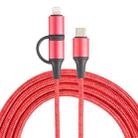 XF-45 2 in 1 3A USB-C / Type-C to USB-C / Type-C + 8 Pin Fast Charging Braided Data Cable, Cable Length: 1m (Red) - 1