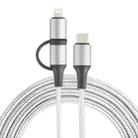 XF-45 2 in 1 3A USB-C / Type-C to USB-C / Type-C + 8 Pin Fast Charging Braided Data Cable, Cable Length: 1m (Silver) - 1