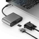 basix TW8R 8 in 1 USB-C / Type-C to 3 USB 3.0 + USB-C / Type-C + HDMI + VGA Interfaces HUB Adapter with Micro SD Card Slot & 3.5mm AUX (Grey) - 1