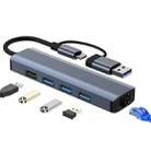 BYL-2208 5 in 2 USB + USB-C / Type-C to USB Multifunctional Docking Station HUB Adapter - 1