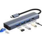 BYL-2302 5 in 1 USB-C / Type-C to USB Multifunctional Docking Station HUB Adapter with 1000M Network Port - 1