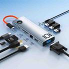 ROCK TR30 Type-C To HDMI VGA Audio USB 3.0 SDTF LAN Multi Splitter Adapter 10 in 1 PD Docking Station HUB(Silver Black) - 1