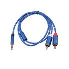 REXLIS 3610 3.5mm Male to Dual RCA Gold-plated Plug Blue Cotton Braided Audio Cable for RCA Input Interface Active Speaker, Length: 0.5m - 4