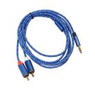 REXLIS 3610 3.5mm Male to Dual RCA Gold-plated Plug Blue Cotton Braided Audio Cable for RCA Input Interface Active Speaker, Length: 1.8m - 4