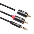 REXLIS 3635 3.5mm Male to Dual RCA Gold-plated Plug Black Cotton Braided Audio Cable for RCA Input Interface Active Speaker, Length: 0.5m - 1
