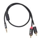 REXLIS 3635 3.5mm Male to Dual RCA Gold-plated Plug Black Cotton Braided Audio Cable for RCA Input Interface Active Speaker, Length: 0.5m - 7