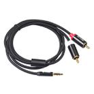 REXLIS 3635 3.5mm Male to Dual RCA Gold-plated Plug Black Cotton Braided Audio Cable for RCA Input Interface Active Speaker, Length: 1.8m - 7