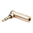 REXLIS BK3567 3.5mm Male + 3.5mm Female L-shaped 90 Degree Elbow Gold-plated Plug Gold Audio Interface Extension Adapter for 3.5mm Interface Devices, Support Earphones with Microphone - 1