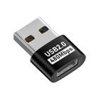 USB 2.0 Male to Female Type-C Adapter (Black) - 1