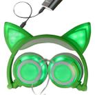 USB Charging Foldable Glowing Cat Ear Headphone Gaming Headset with LED Light & AUX Cable, For iPhone, Galaxy, Huawei, Xiaomi, LG, HTC and Other Smart Phones(Green) - 2