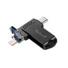 Richwell 128G Type-C + 8 Pin + USB 3.0 Metal Flash Disk with OTG Function(Black) - 1