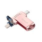 Richwell 128G Type-C + 8 Pin + USB 3.0 Metal Flash Disk with OTG Function(Rose Gold) - 1