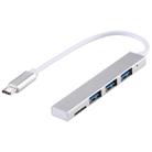 T-818 TF + 3 x USB 3.0 to USB-C / Type-C HUB Adapter (Silver) - 1