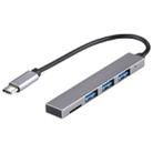 T-818 TF + 3 x USB 3.0 to USB-C / Type-C HUB Adapter (Silver Grey) - 1