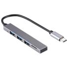 T-818 TF + 3 x USB 3.0 to USB-C / Type-C HUB Adapter (Silver Grey) - 2