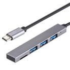 T-818 TF + 3 x USB 3.0 to USB-C / Type-C HUB Adapter (Silver Grey) - 4