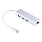 Aluminum Shell 3 USB3.0 Ports HUB + USB-C / Type-C Gigabit Ethernet Adapter - 1