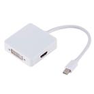 3 in 1 Mini DP Male to HDMI + VGA + DVI Female Square Adapter, Cable Length: 18cm (White) - 1