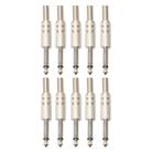 10 PCS 2 Pin 6.5mm Plug Zinc Alloy Welded Type Audio Connector 6.35 Audio Plug - 1