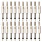 20 PCS 2 Pin 6.5mm Plug Zinc Alloy Welded Type Audio Connector 6.35 Audio Plug - 1