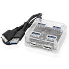 USB2.0 4 in 1 Multifunctional Desktop Square Transparent HUB - 1