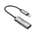 WIWU LT02 8 Pin Male to Dual 8 Pin Female 2 in 1 Mini Portable Audio & Charging Adapter(Grey) - 1