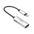 WIWU LT02 8 Pin Male to Dual 8 Pin Female 2 in 1 Mini Portable Audio & Charging Adapter(Silver) - 1