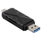 USB-C / Type-C + SD + TF + Micro USB to USB 3.0 Card Reader (Black) - 4
