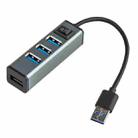 USB to 4 USB 3.0 Ports Aluminum Alloy HUB with Switch(Grey) - 1