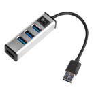 USB to 4 USB 3.0 Ports Aluminum Alloy HUB with Switch(Silver) - 1